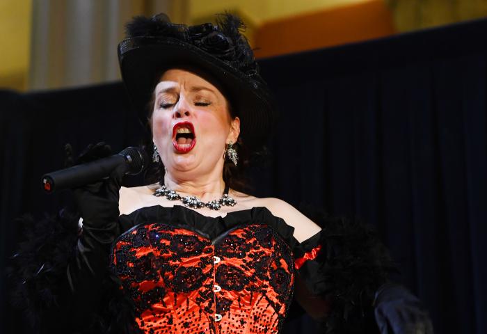 Contestant Shelly Pabst performs during the 2019 Klondike Kate contest at the at the Landmark Center in St. Paul on Wednesday, Jan. 9, 2018. Pabst, a South St. Paul native animal lover and avid yarn crafter can't wait to be under the spotlights again. (John Autey / Pioneer Press)