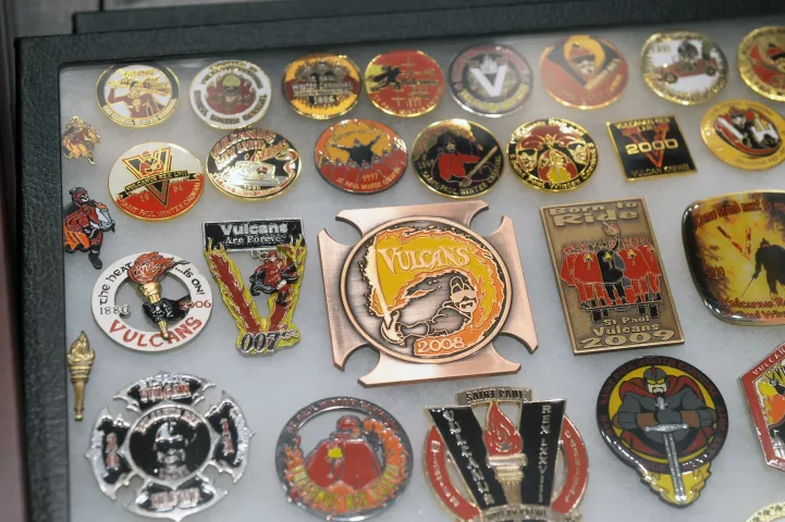 Vulcan memorabilia is among the Winter Carnvial memorabilia in the collection of Tom Barrett, displayed in his home on Wednesday, Jan. 12, 2022. (Scott Takushi / Pioneer Press)